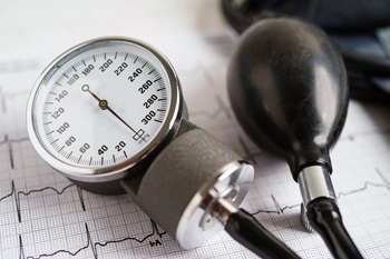 Blood pressure machine on ECG